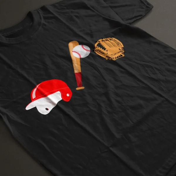 Baseball Dad T-Shirt with short sleeves and black color featuring a stylish baseball design