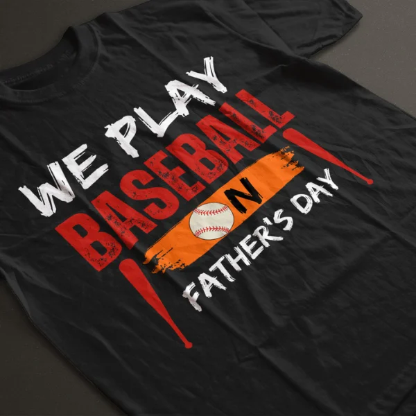 Baseball Dad T-Shirt with short sleeves and black color featuring a stylish baseball design