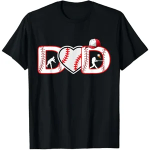 Baseball Dad T-Shirt with short sleeves and black color featuring a stylish baseball design