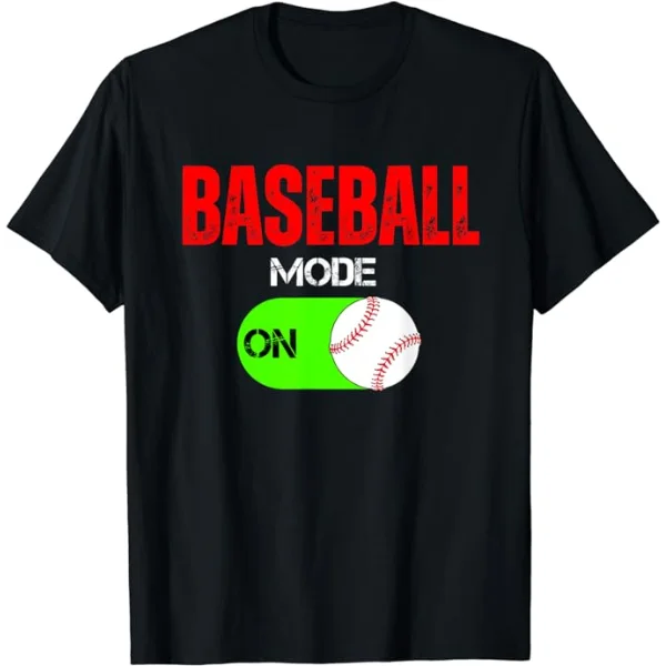 Baseball Dad T-Shirt with short sleeves and black color featuring a stylish baseball design